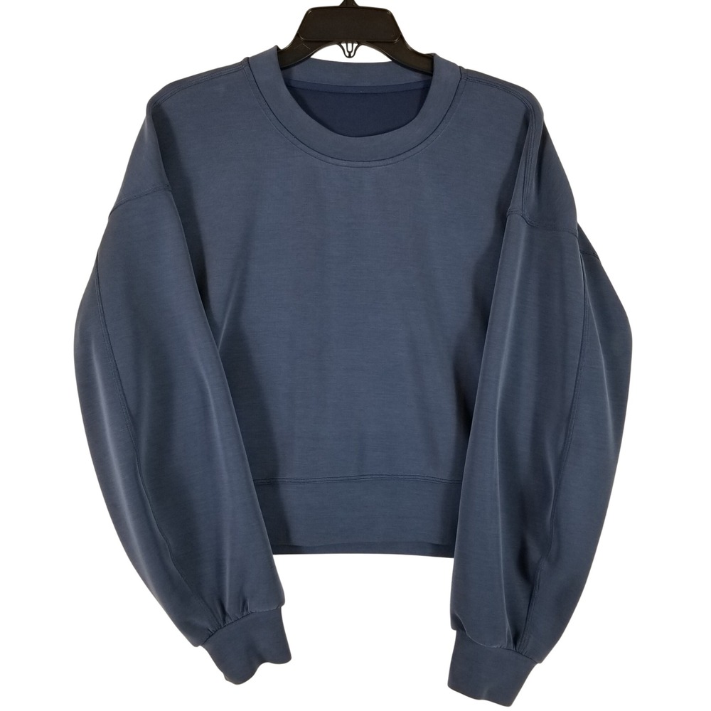 Lululemon Perfectly Oversized Cropped Crew Women Size 8 Blue Sweatshirt Pullover